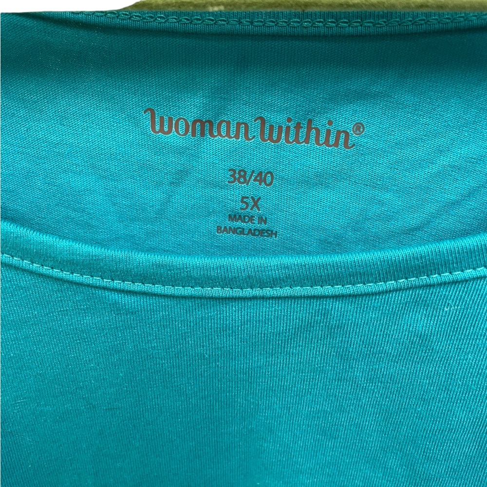 Woman Within Scoop Neck T Top Embellished Adjustable Short Sleeves Size 5X Plus - Picture 4 of 6